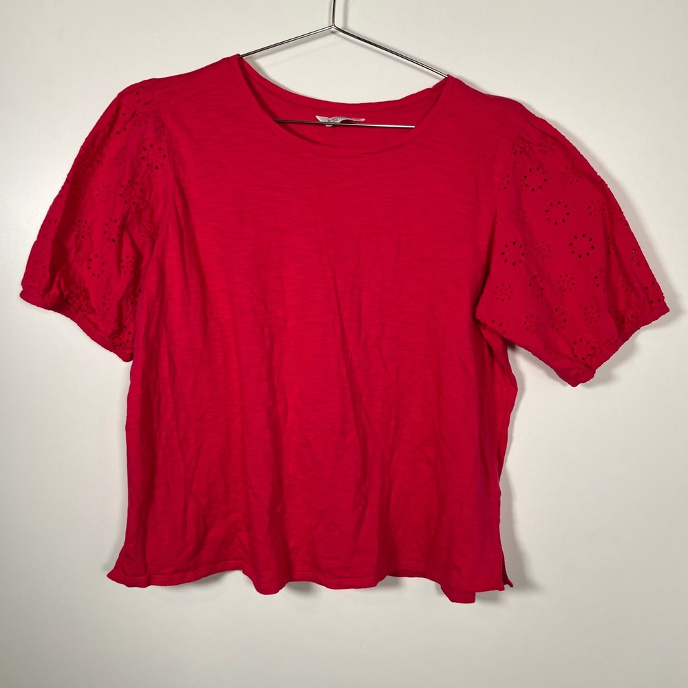 Boho Hot Pink Feminine Top Denver Hayes Cotton Puff Short Sleeve XXL